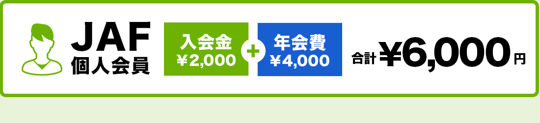 JAF 個人会員 入会金￥2,000 年会費 ￥4,000 合計￥6,000